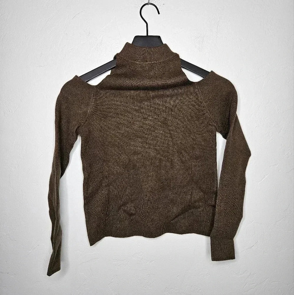 MONROW ‎ Supersoft Cold Shoulder Long Sleeve Sweater in Green Size Small - Picture 2 of 7